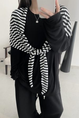 Soft Relaxed Striped Knitted Shawl - Sun Grapefruit Layering Cape in Sheep Wool, High-End Small Scarf for Women