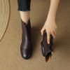 Soft Sole Non-Rubbing Chelsea Boots for Women - 3cm Thick Heel, Genuine Leather, Round Toe, Italian Style, Comfortable Fashion Footwear