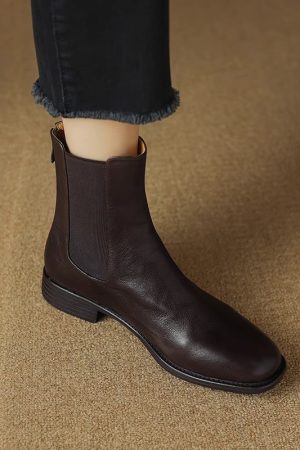 Soft Sole Non-Rubbing Chelsea Boots for Women - 3cm Thick Heel, Genuine Leather, Round Toe, Italian Style, Comfortable Fashion Footwear