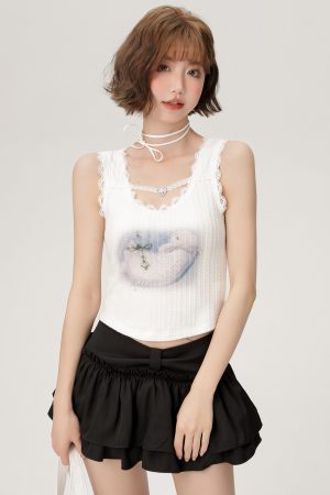 Spicy Girl Camisole with Lace Trim - Women's Summer Slim-Fit Top in American Style - Trendy Casual Fashion