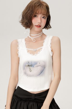 Spicy Girl Camisole with Lace Trim - Women's Summer Slim-Fit Top in American Style - Trendy Casual Fashion