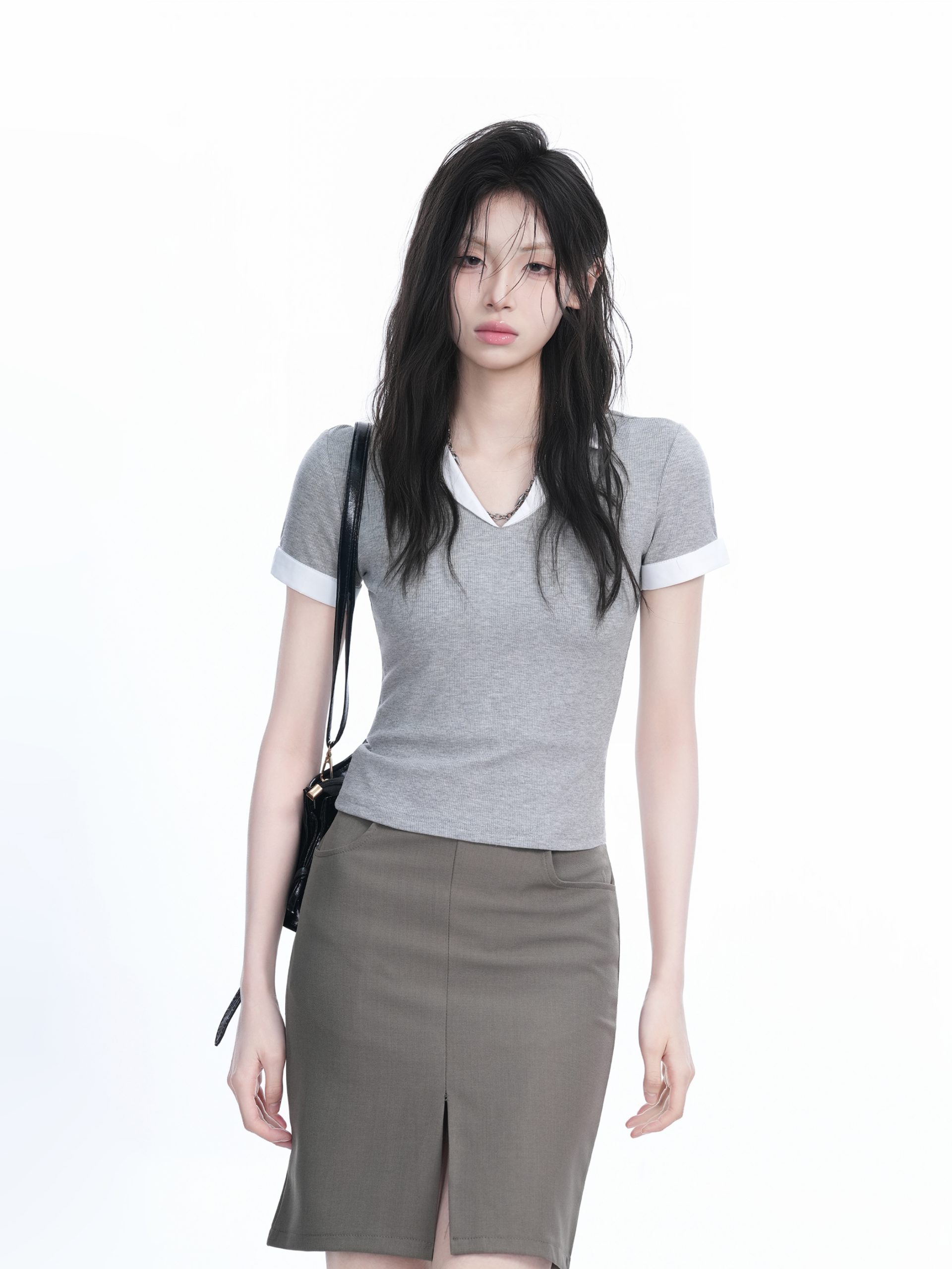 Spicy Girl College Style Fake Two-Piece Lapel Short Sleeve T-Shirt for Women - Fitted Shoulder Top, Trendy Y2K Fashion Spicy Girl College Style Fake Two-Piece Lapel Short Sleeve T-Shirt for Women - Fitted Shoulder Top, Trendy Y2K Fashion