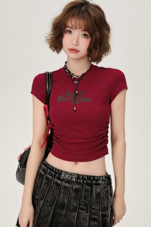 Spicy Girl Cropped Short Sleeve T-Shirt for Women, Slim Fit Summer Style, Sweet and Cool Casual Top