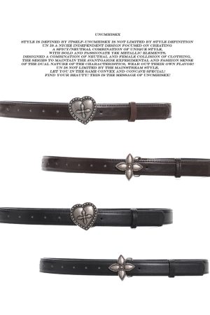 Spicy Girl Cross Heart Metal Thin Belt - Trendy Niche Accessory for 90s and Y2K Fashion Styles