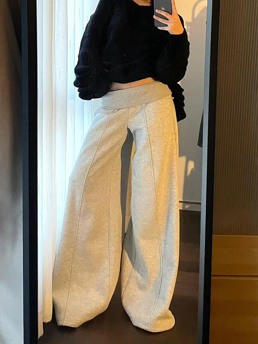 Spicy Girl Gray Casual Wide-Leg Sweatpants for Women - Loose Draped American-Style Sports Pants for Spring and Autumn Spicy Girl Gray Casual Wide-Leg Sweatpants for Women - Loose Draped American-Style Sports Pants for Spring and Autumn