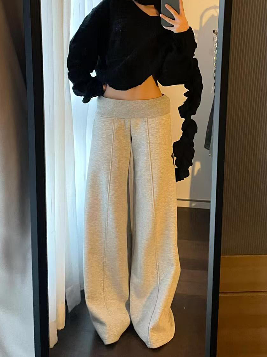 Spicy Girl Gray Casual Wide-Leg Sweatpants for Women - Loose Draped American-Style Sports Pants for Spring and Autumn Spicy Girl Gray Casual Wide-Leg Sweatpants for Women - Loose Draped American-Style Sports Pants for Spring and Autumn
