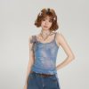 Spicy Girl Mesh Camisole for Women - American Style Summer Tie-Up Bow Fitted Top