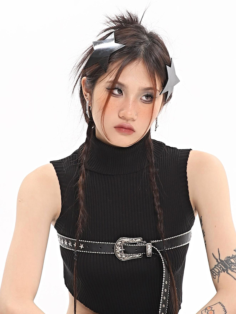 Spicy Girl Metal Work Belt - American Style Niche Design with Star Accents for Trendy 90s and Y2K Fashion Spicy Girl Metal Work Belt - American Style Niche Design with Star Accents for Trendy 90s and Y2K Fashion