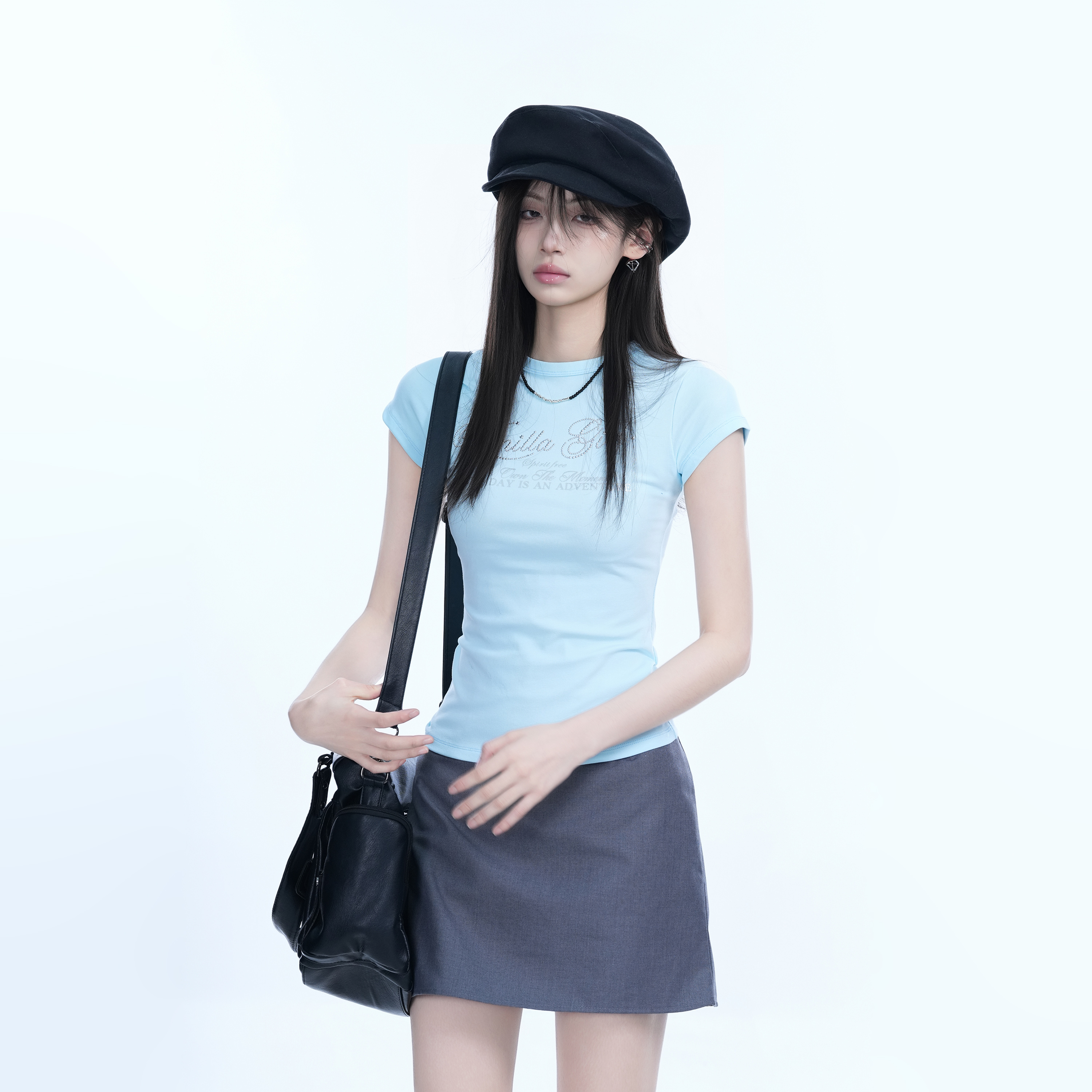 Spicy Girl Slim-Fit Short Sleeve T-Shirt - Sit and Eat Until the Mountains Are Empty - Women's Summer Casual Top