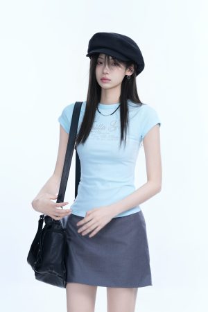 Spicy Girl Slim-Fit Short Sleeve T-Shirt - Sit and Eat Until the Mountains Are Empty - Women's Summer Casual Top