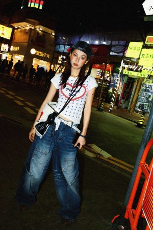 Spicy Girl Star Print Short Sleeve T-Shirt for Women - Summer Slim Fit Versatile Top, American Style, 90s Inspired Fashion