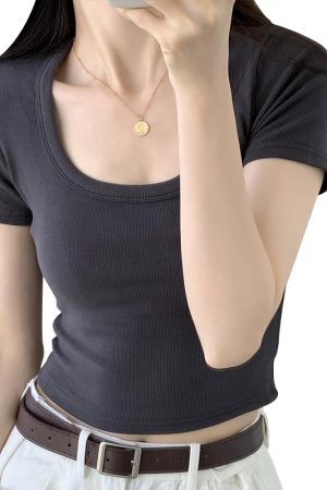 Spicy Girl Summer T-Shirt - Sweet and Stylish High-End Half Sleeve Shoulder Top for Trendy Looks