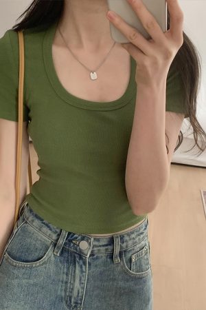 Spicy Girl Summer T-Shirt - Sweet and Stylish High-End Half Sleeve Shoulder Top for Trendy Looks