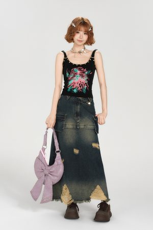 Spicy Girl Tank Top for Women - American Style Sleeveless Summer Top with Fitted Design and Studded Details