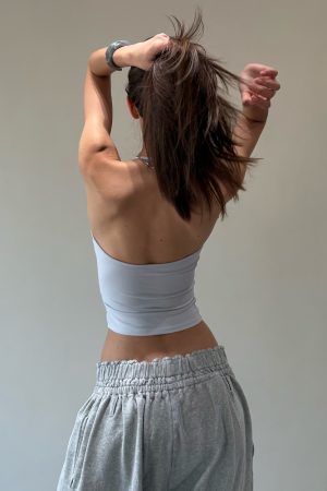 Spoon-Shaped Round Neck Semi-Backless Vest - Basic Hacker Comfort Zone Waist-Defining Top for Y2K and Korean Style Fashion