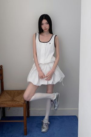 Sporty Casual Sleeveless Floral Balloon Bubble Dress for Girls - Trendy 90s Inspired Design