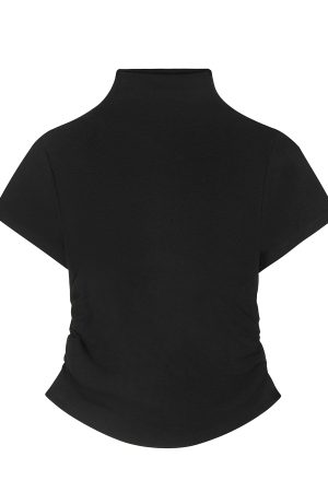 Spring 2025 Women's Red T-shirt, Half High Neck Base Layer Outerwear, Korean Style Fashion Top