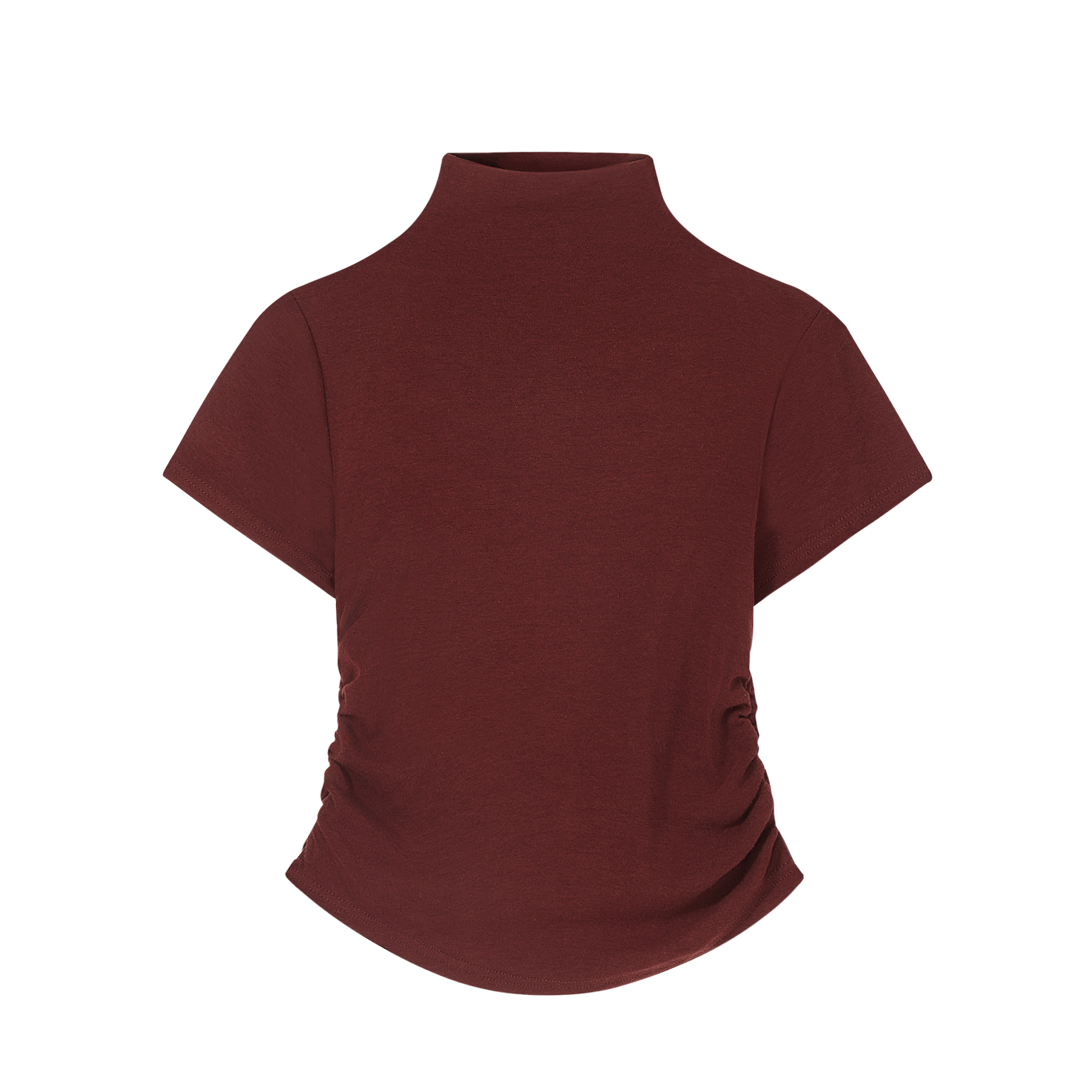 Spring 2025 Women's Red T-shirt, Half High Neck Base Layer Outerwear, Korean Style Fashion Top Spring 2025 Women's Red T-shirt, Half High Neck Base Layer Outerwear, Korean Style Fashion Top