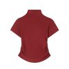 Spring 2025 Women's Red T-shirt, Half High Neck Base Layer Outerwear, Korean Style Fashion Top