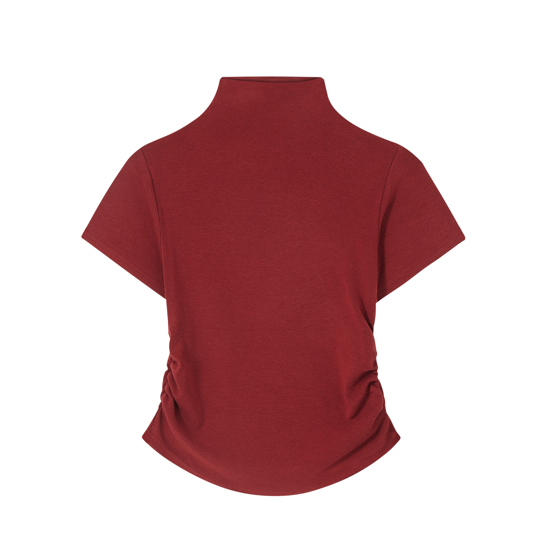 Spring 2025 Women's Red T-shirt, Half High Neck Base Layer Outerwear, Korean Style Fashion Top Spring 2025 Women's Red T-shirt, Half High Neck Base Layer Outerwear, Korean Style Fashion Top