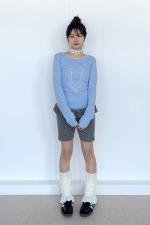 Spring Gray Polka Dot Lace Girl Shorts - Trendy Y2K Style Summer Fashion for Kids