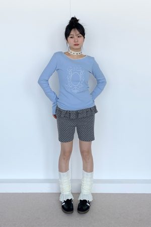 Spring Gray Polka Dot Lace Girl Shorts - Trendy Y2K Style Summer Fashion for Kids