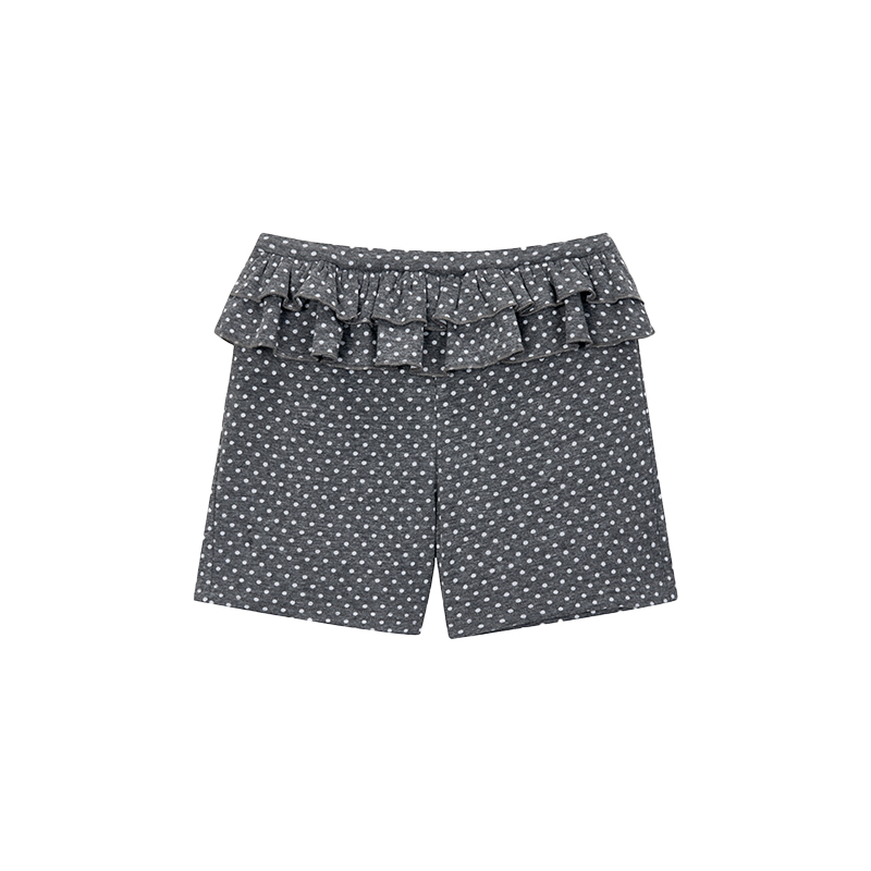 Spring Gray Polka Dot Lace Girl Shorts - Trendy Y2K Style Summer Fashion for Kids