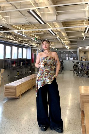 Spring High-Waisted Slim Straight Leg Jeans for Women - Versatile Loose Wide-Leg Floor-Length Pants, Y2K Fashion Style