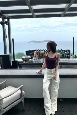 Spring Milk Flavored Jacquard Denim Pants for Women, High-End Slim Fit White Straight Leg Summer Trousers