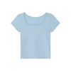 Square Neck Fitted Short Sleeve T-Shirt for Women - Solid Color Slim Fit Summer 2025 Top, Flattering Shoulder Style