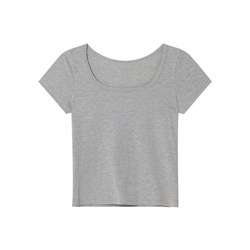 Square Neck Fitted Short Sleeve T-Shirt for Women - Solid Color Slim Fit Summer 2025 Top, Flattering Shoulder Style Square Neck Fitted Short Sleeve T-Shirt for Women - Solid Color Slim Fit Summer 2025 Top, Flattering Shoulder Style