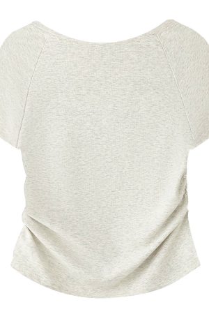 Square Neck Tie-Dye Short Sleeve T-Shirt - Elegant Women's Fitted Cotton Top for Effortless 90s Style