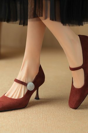 Square Toe High Heel Wedding Shoes for Women - One Strap Thin Heel Design, Stylish Italian-Inspired Footwear