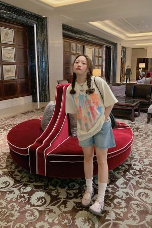 Star Print Short Sleeve T-Shirt for Women, Plus Size Round Neck Summer Top, Trendy Niche Design, Perfect for Dopamine Dressing