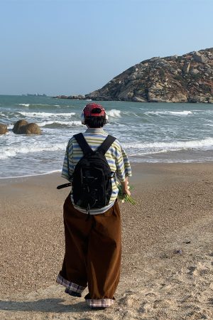 Striped Cow Embroidery Polo T-Shirt for Men and Women, Summer Loose Fit Short Sleeve Top, Vintage Style