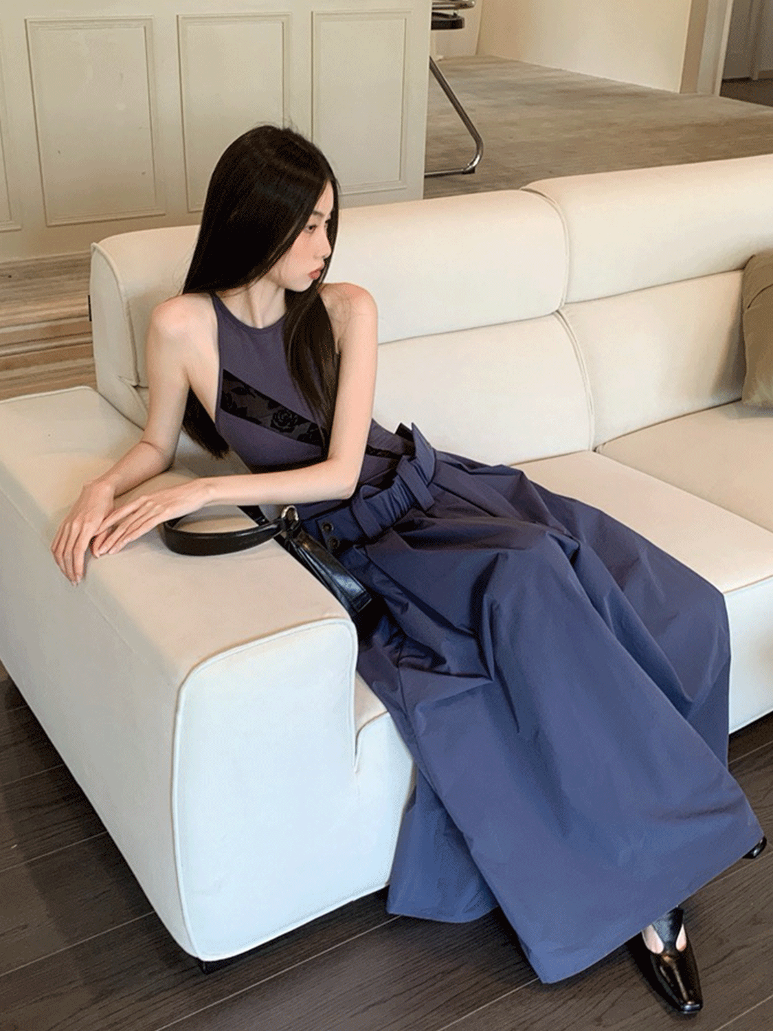 Striped High-Low Fake Two-Piece Dress - Slimming Waist Summer Vest for Women - Trendy Y2K Style Striped High-Low Fake Two-Piece Dress - Slimming Waist Summer Vest for Women - Trendy Y2K Style