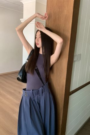 Striped High-Low Fake Two-Piece Dress - Slimming Waist Summer Vest for Women - Trendy Y2K Style