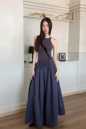 Striped High-Low Fake Two-Piece Dress - Slimming Waist Summer Vest for Women - Trendy Y2K Style