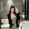 Striped Knitted Dress for Women - Autumn Strapless Slim Fit Camisole Dress, Y2K Fashion