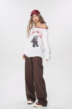 Striped Long Sleeve Off-Shoulder T-Shirt for Women - American Style Cool Thin Sun Protection Cover-Up - Trendy Hot Girl Top