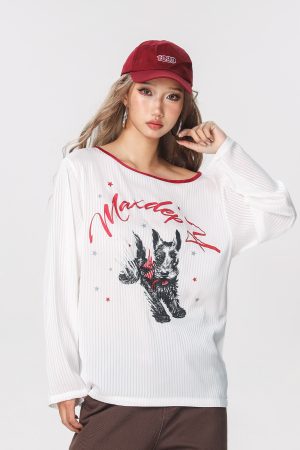 Striped Long Sleeve Off-Shoulder T-Shirt for Women - American Style Cool Thin Sun Protection Cover-Up - Trendy Hot Girl Top