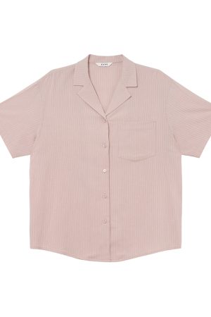 Striped Short-Sleeve Shirt for Women - Loose-Fitting Summer Blouse, Stylish 2025 Niche Design, Trendy Casual Top