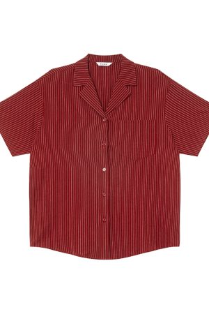 Striped Short-Sleeve Shirt for Women - Loose-Fitting Summer Blouse, Stylish 2025 Niche Design, Trendy Casual Top