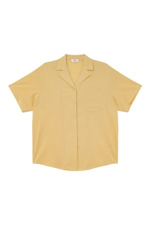 Striped Short-Sleeve Shirt for Women - Loose-Fitting Summer Blouse, Stylish 2025 Niche Design, Trendy Casual Top