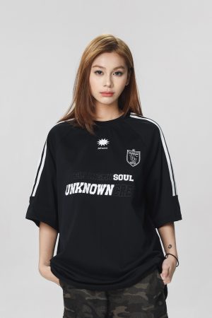 Striped Short Sleeve T-Shirt for Women - Casual American Sports Style, Loose Fit Summer Top for Couples