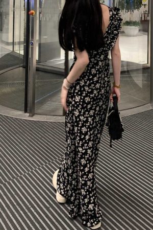 Stunning Black Floral Midi Dress with Cap Sleeves - 2025 Summer Date Night French Tea-Length Style