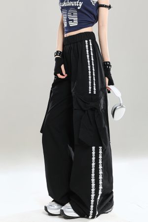Stylish Butterfly Knot Casual Pants for Girls - Summer Loose Wide-Leg Trousers, Straight-Leg Draping Floor-Length Fashion Pants