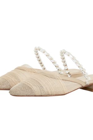 Stylish Casual Outdoor Pearl Mesh Chunky Low-Heeled Half Slippers Sandals for Women - Versatile Summer Footwear