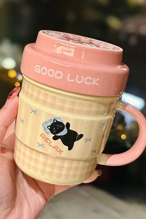 Stylish Ceramic Travel Coffee Cup with Lid - Unique Design, High-Quality Tea Mug for Women, Ideal Gift for Coffee Lovers