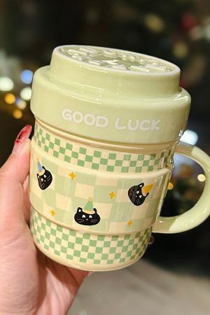 Stylish Ceramic Travel Coffee Cup with Lid - Unique Design, High-Quality Tea Mug for Women, Ideal Gift for Coffee Lovers